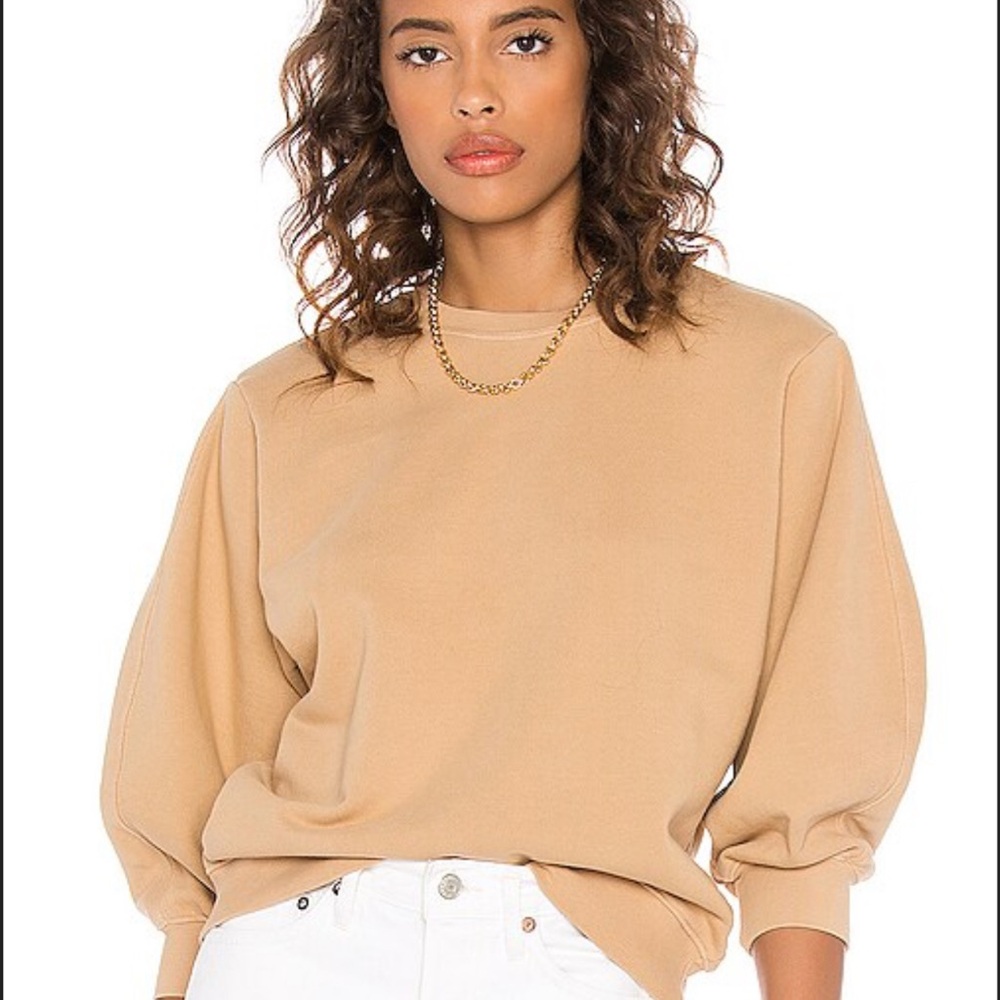 Agolde Thora Balloon 3/4 Sleeve Crewneck Sweatshirt size Small Puff sleeve